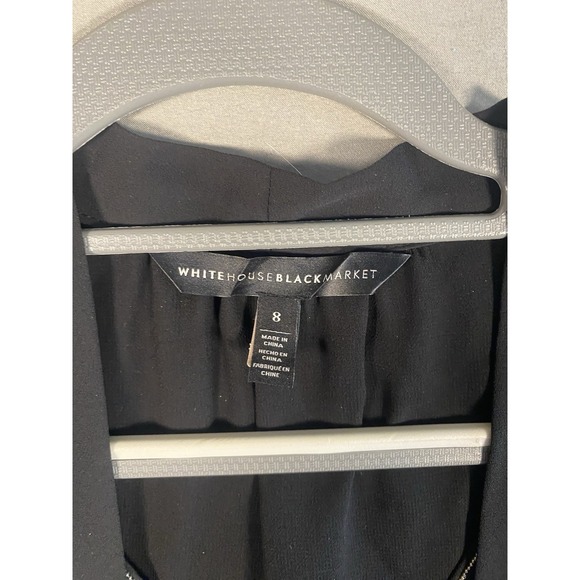White House Black Market Women's Sz 8 Black Sleeveless V-Neck Blouse Silver Bead - Picture 5 of 7